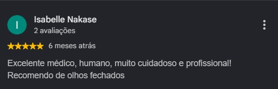 Avaliação no Google de Isabelle Nakase