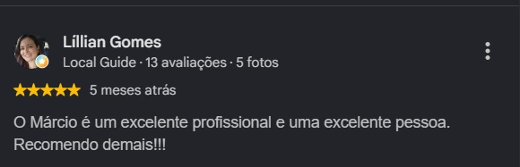Avaliação no Google de Lílian Gomes